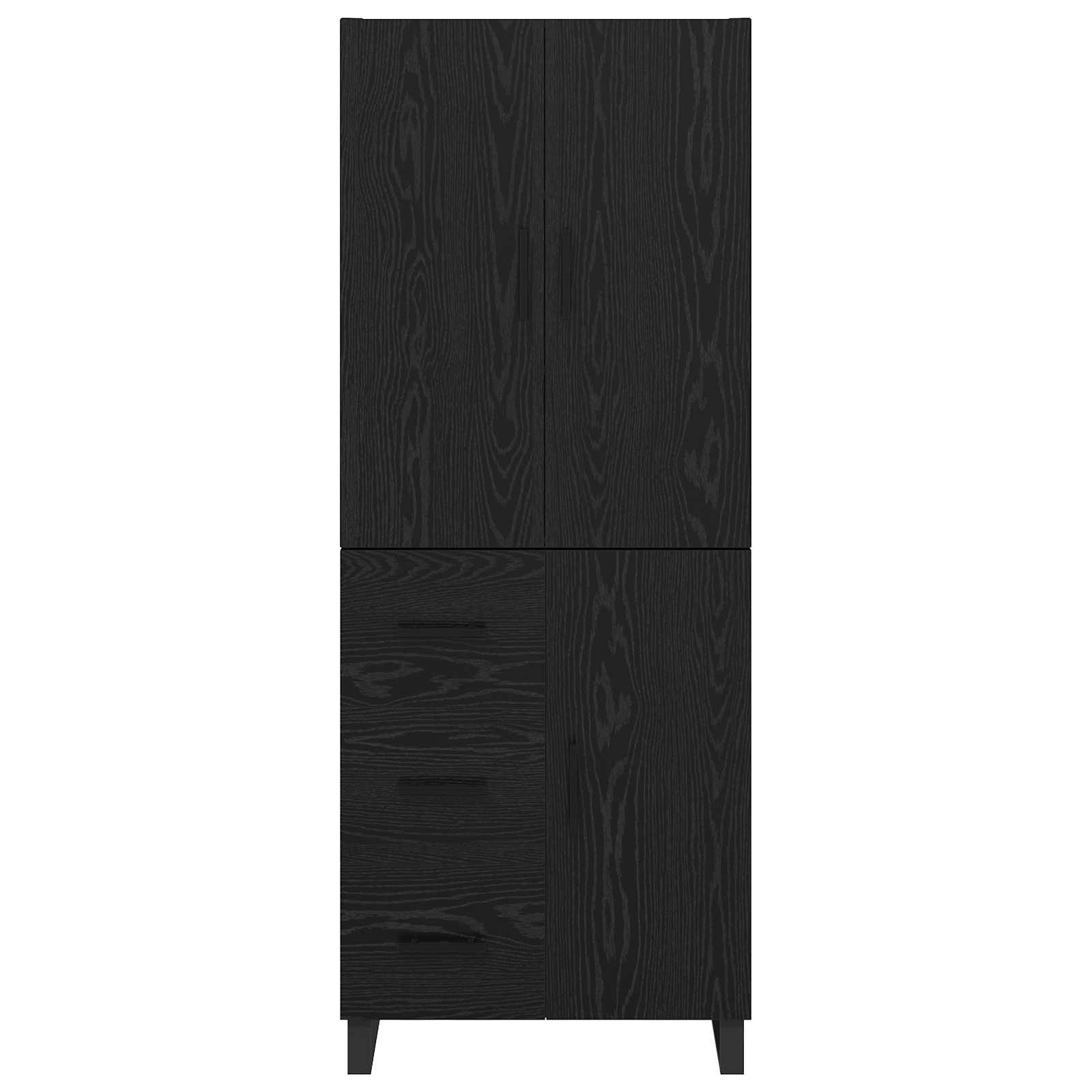 Highboard 2 stk. Schwarz Eichen-Optik 69,5 x 34 x 180 cm