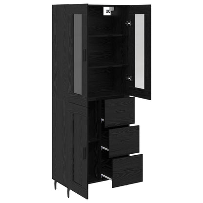 Highboard 2 stk. Schwarz Eichen-Optik 69,5 x 34 x 180 cm