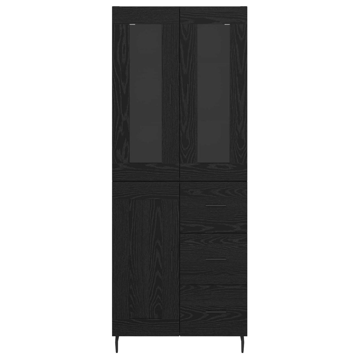 Highboard 2 stk. Schwarz Eichen-Optik 69,5 x 34 x 180 cm