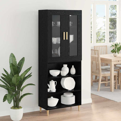 Highboard Schwarz Eichen-Optik 69,5 x 34 x 180 cm