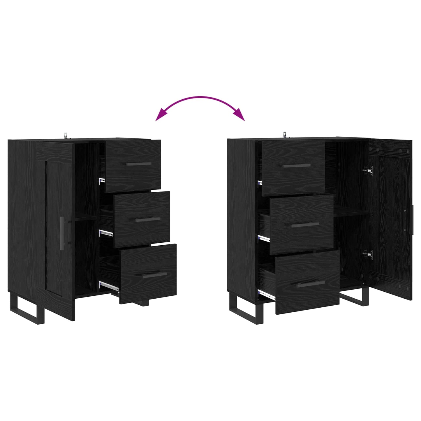Highboard 2 pcs Schwarz Eichen-Optik 69,5 x 34 x 180 cm