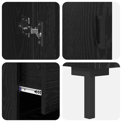 Highboard 2 stk. Schwarz Eichen-Optik 69,5 x 34 x 180 cm