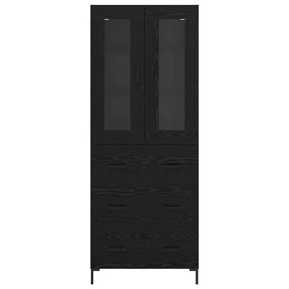 Highboard 2 stk. Schwarz Eichen-Optik 69,5 x 34 x 180 cm