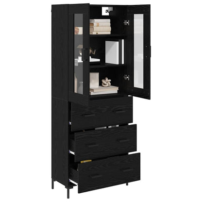 Highboard 2 stk. Schwarz Eichen-Optik 69,5 x 34 x 180 cm