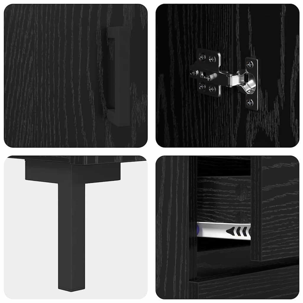 Highboard 2 stk. Schwarz Eichen-Optik 69,5 x 34 x 180 cm