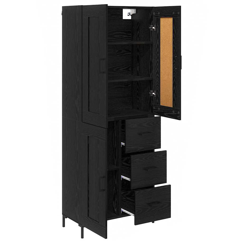 Highboard 2 stk. Schwarz Eichen-Optik 69,5 x 34 x 180 cm