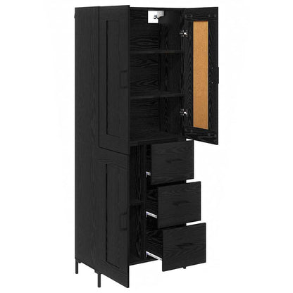 Highboard 2 stk. Schwarz Eichen-Optik 69,5 x 34 x 180 cm