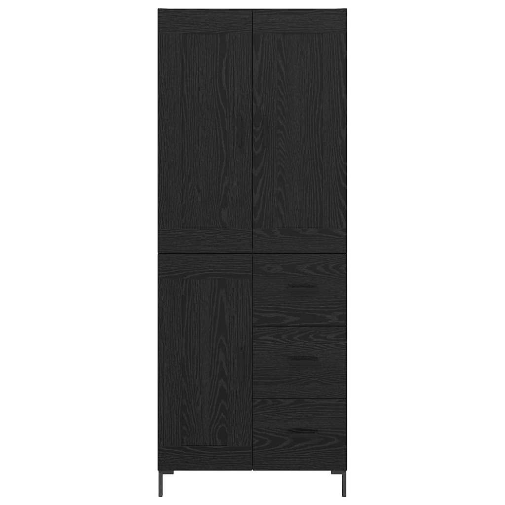 Highboard 2 stk. Schwarz Eichen-Optik 69,5 x 34 x 180 cm