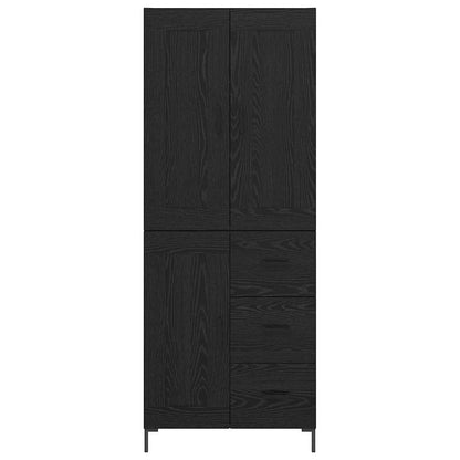 Highboard 2 stk. Schwarz Eichen-Optik 69,5 x 34 x 180 cm