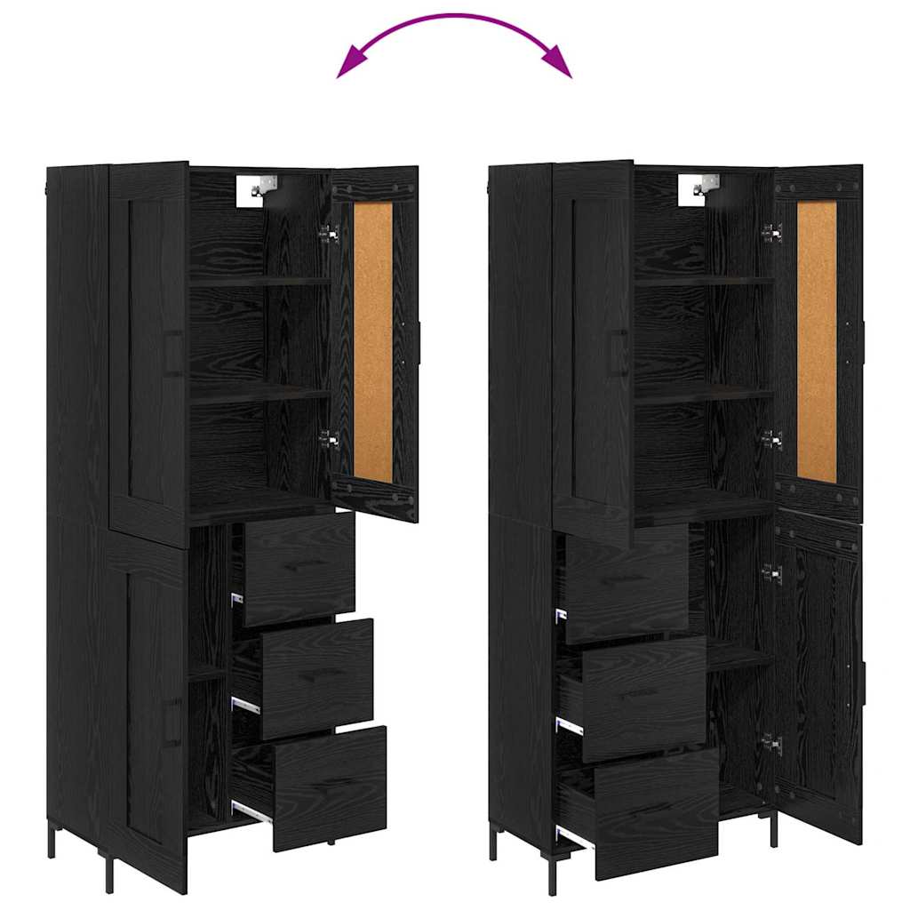 Highboard 2 stk. Schwarz Eichen-Optik 69,5 x 34 x 180 cm