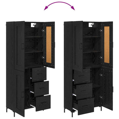 Highboard 2 stk. Schwarz Eichen-Optik 69,5 x 34 x 180 cm