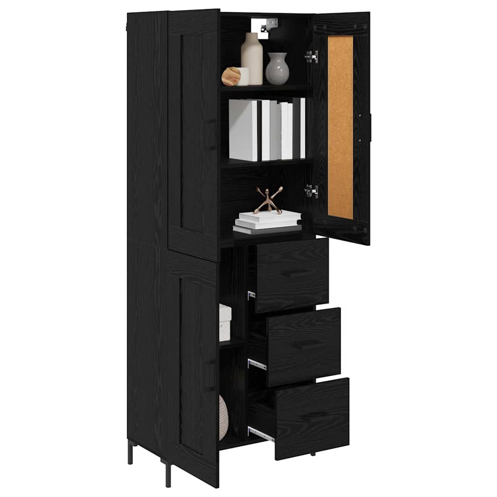 Highboard 2 stk. Schwarz Eichen-Optik 69,5 x 34 x 180 cm