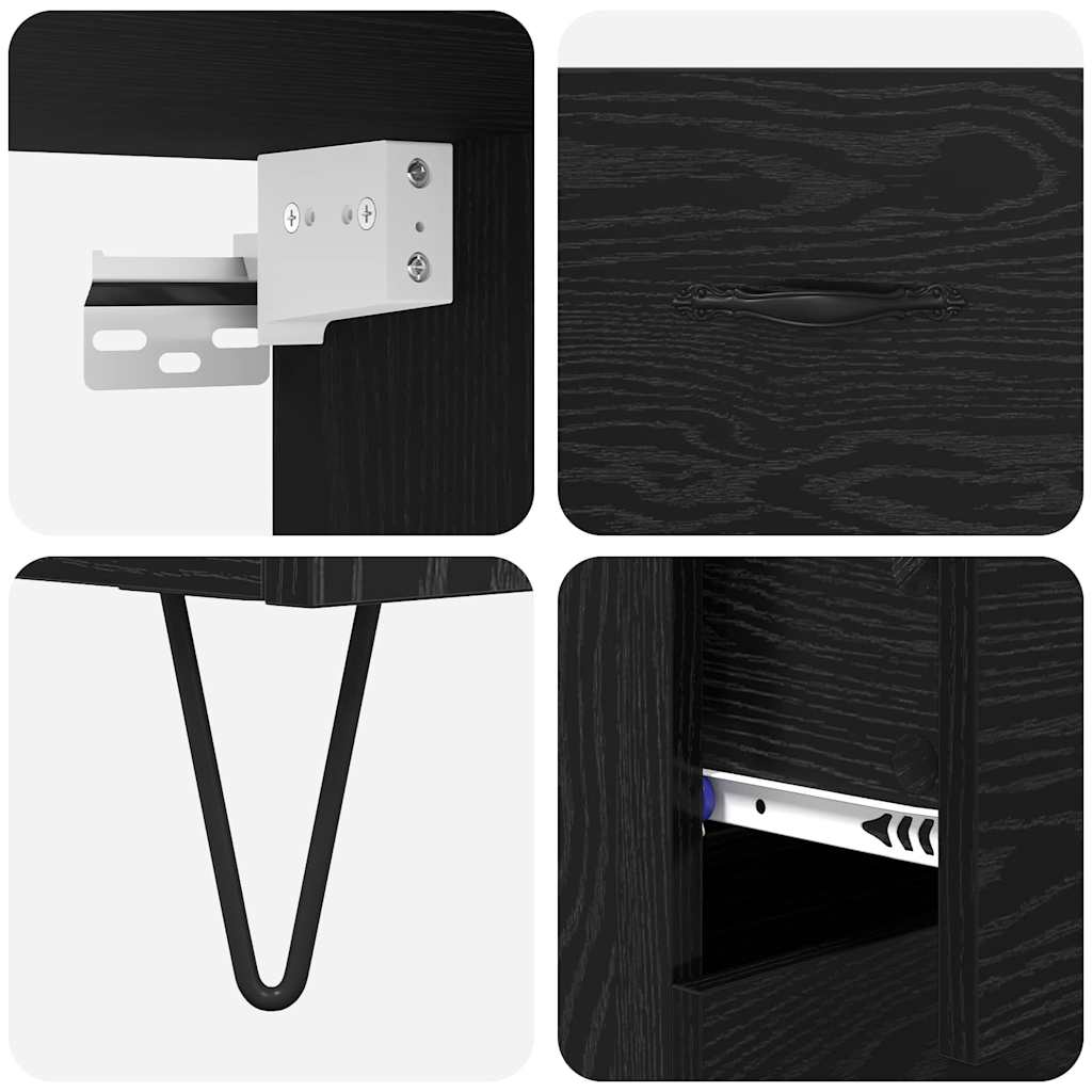 Highboard 2 stk. Schwarz Eichen-Optik 69,5 x 34 x 180 cm