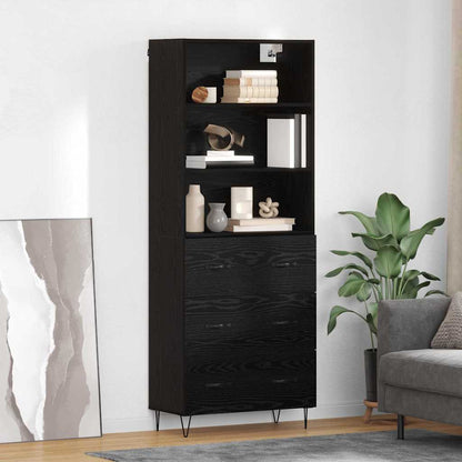Highboard 2 stk. Schwarz Eichen-Optik 69,5 x 34 x 180 cm