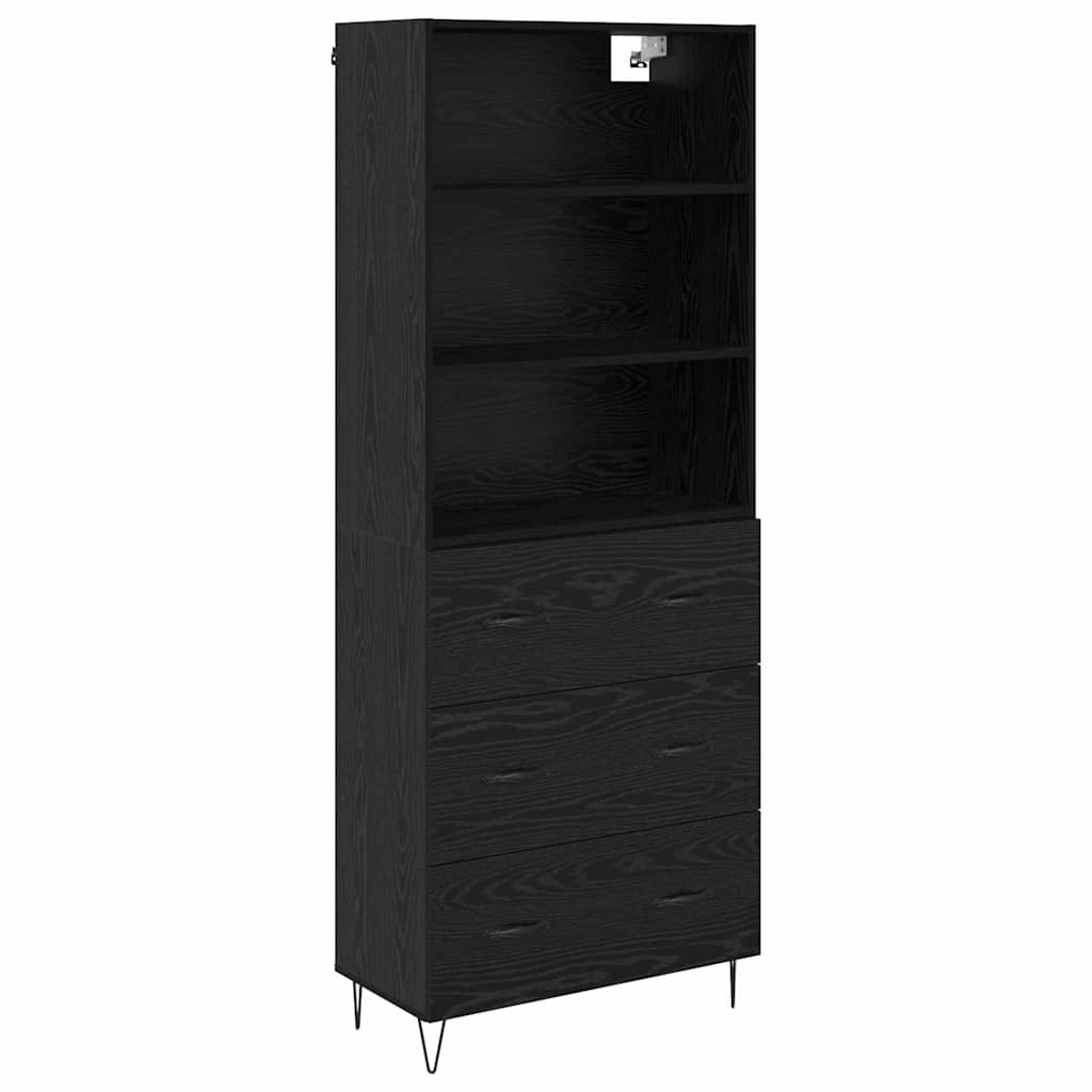 Highboard 2 stk. Schwarz Eichen-Optik 69,5 x 34 x 180 cm
