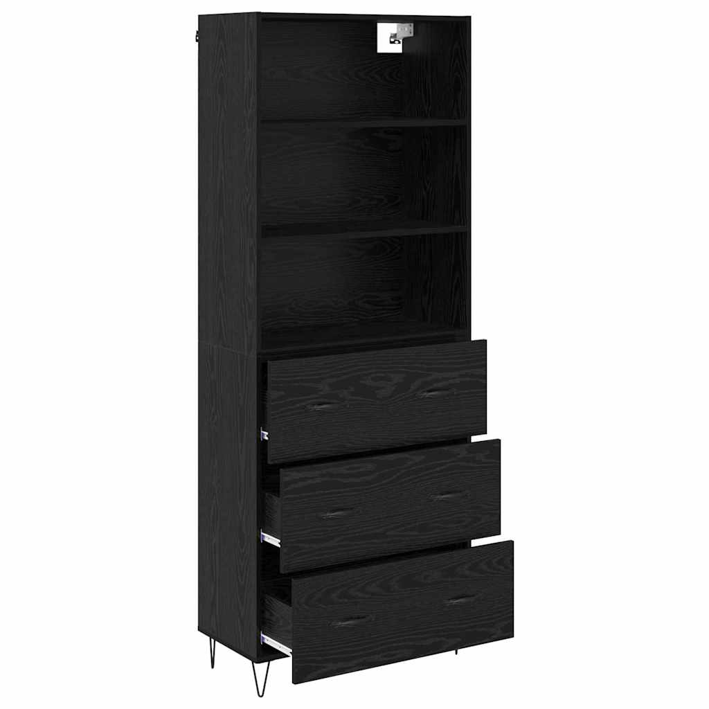 Highboard 2 stk. Schwarz Eichen-Optik 69,5 x 34 x 180 cm