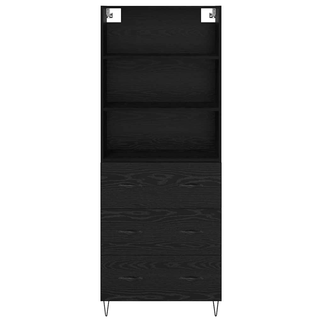 Highboard 2 stk. Schwarz Eichen-Optik 69,5 x 34 x 180 cm