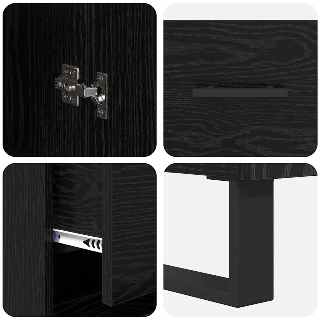 Highboard Schwarz Eichen-Optik 34,5 x 34 x 180 cm Holzwerkstoff