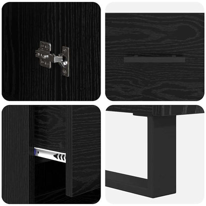 Highboard Schwarz Eichen-Optik 34,5 x 34 x 180 cm Holzwerkstoff