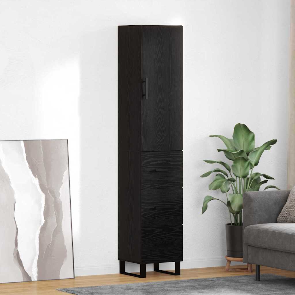Highboard Schwarz Eichen-Optik 34,5 x 34 x 180 cm Holzwerkstoff
