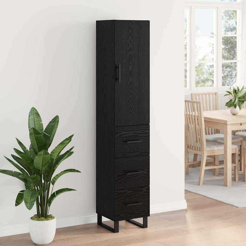 Highboard Schwarz Eichen-Optik 34,5 x 34 x 180 cm Holzwerkstoff