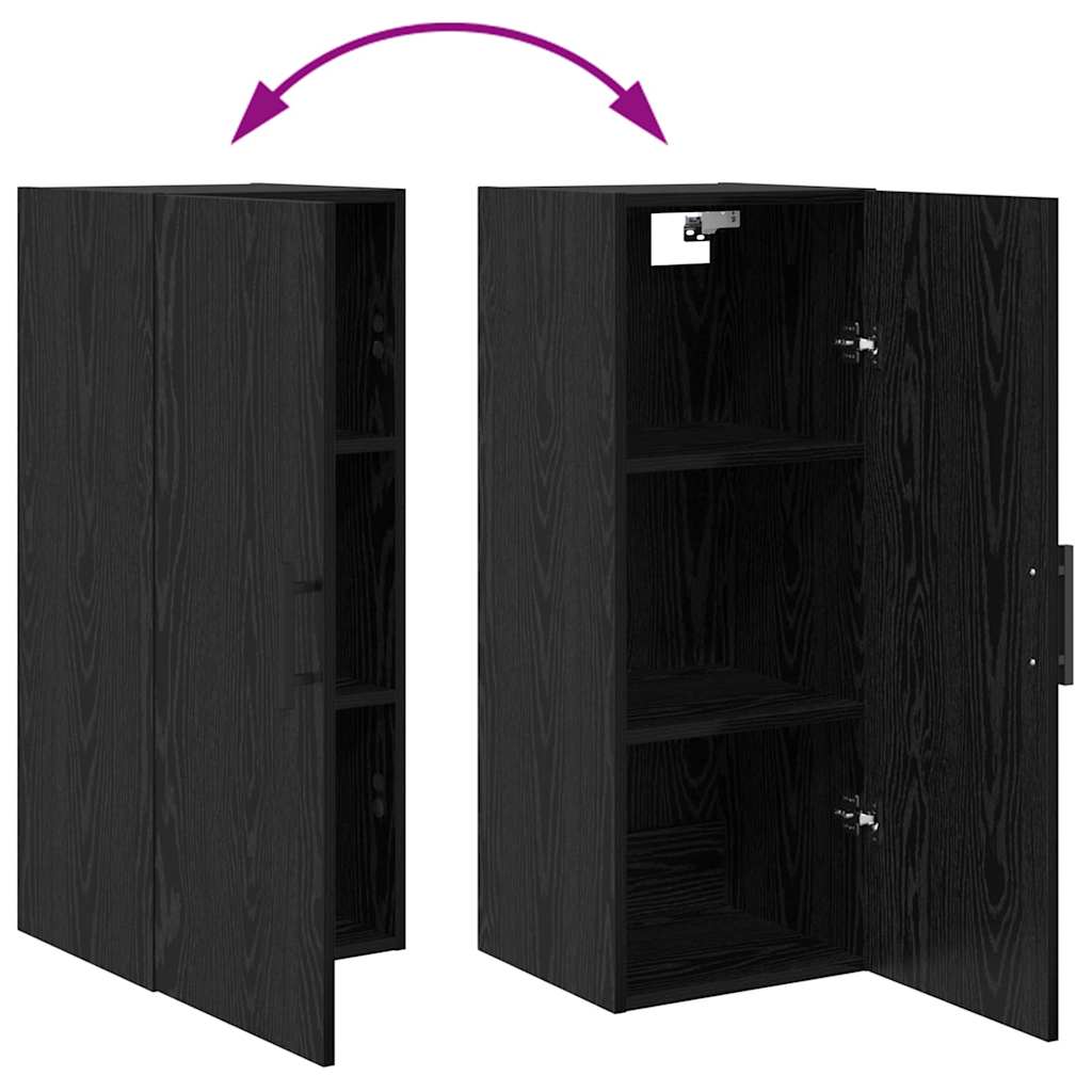 Highboard Schwarz Eichen-Optik 34,5 x 34 x 180 cm Holzwerkstoff