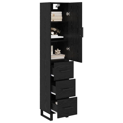 Highboard Schwarz Eichen-Optik 34,5 x 34 x 180 cm Holzwerkstoff