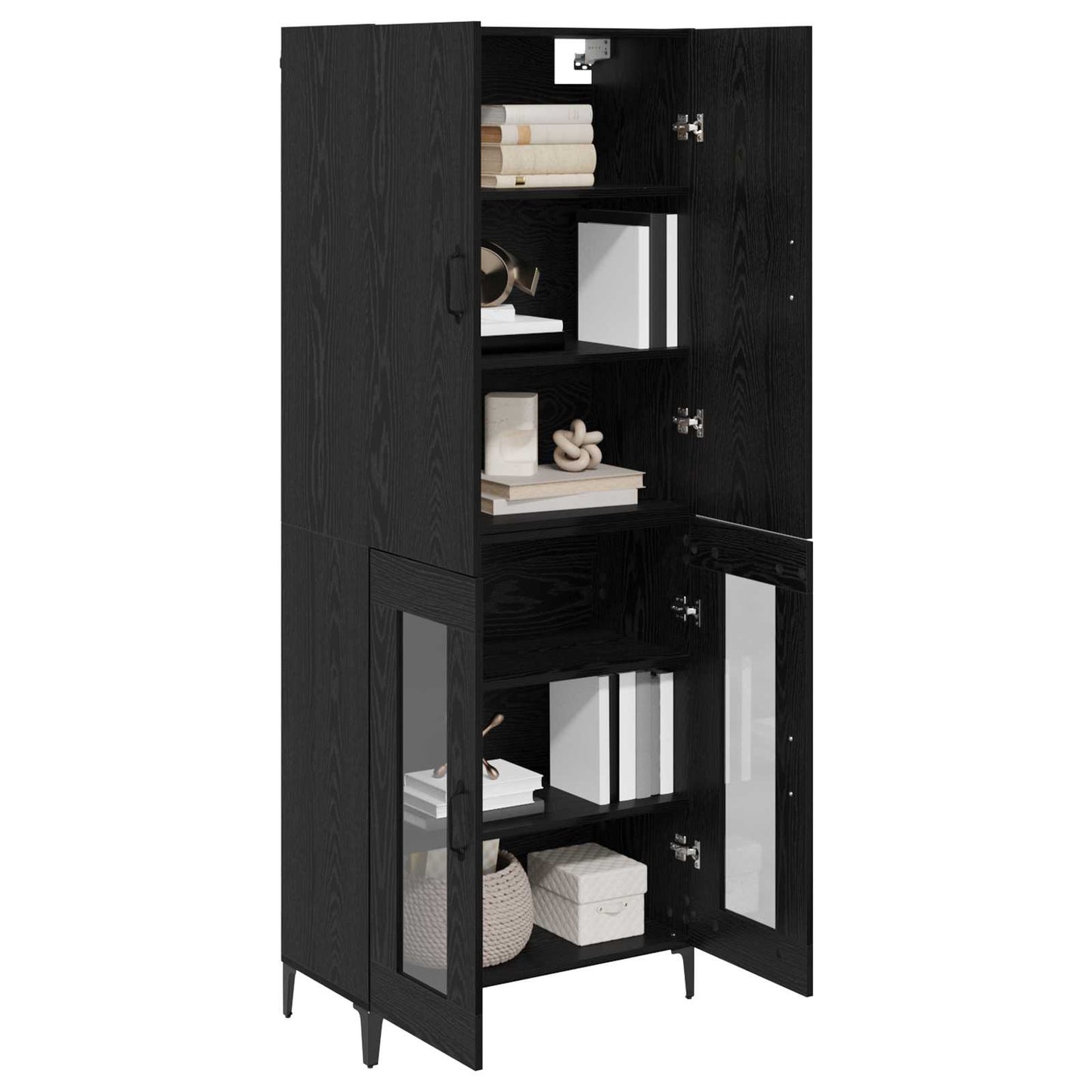 Highboard Schwarz Eichen-Optik 69,5 x 34 x 180 cm Holzwerkstoff