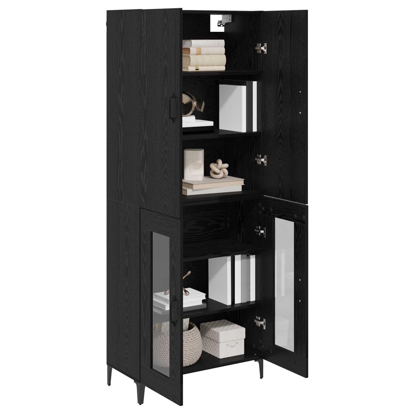 Highboard Schwarz Eichen-Optik 69,5 x 34 x 180 cm Holzwerkstoff