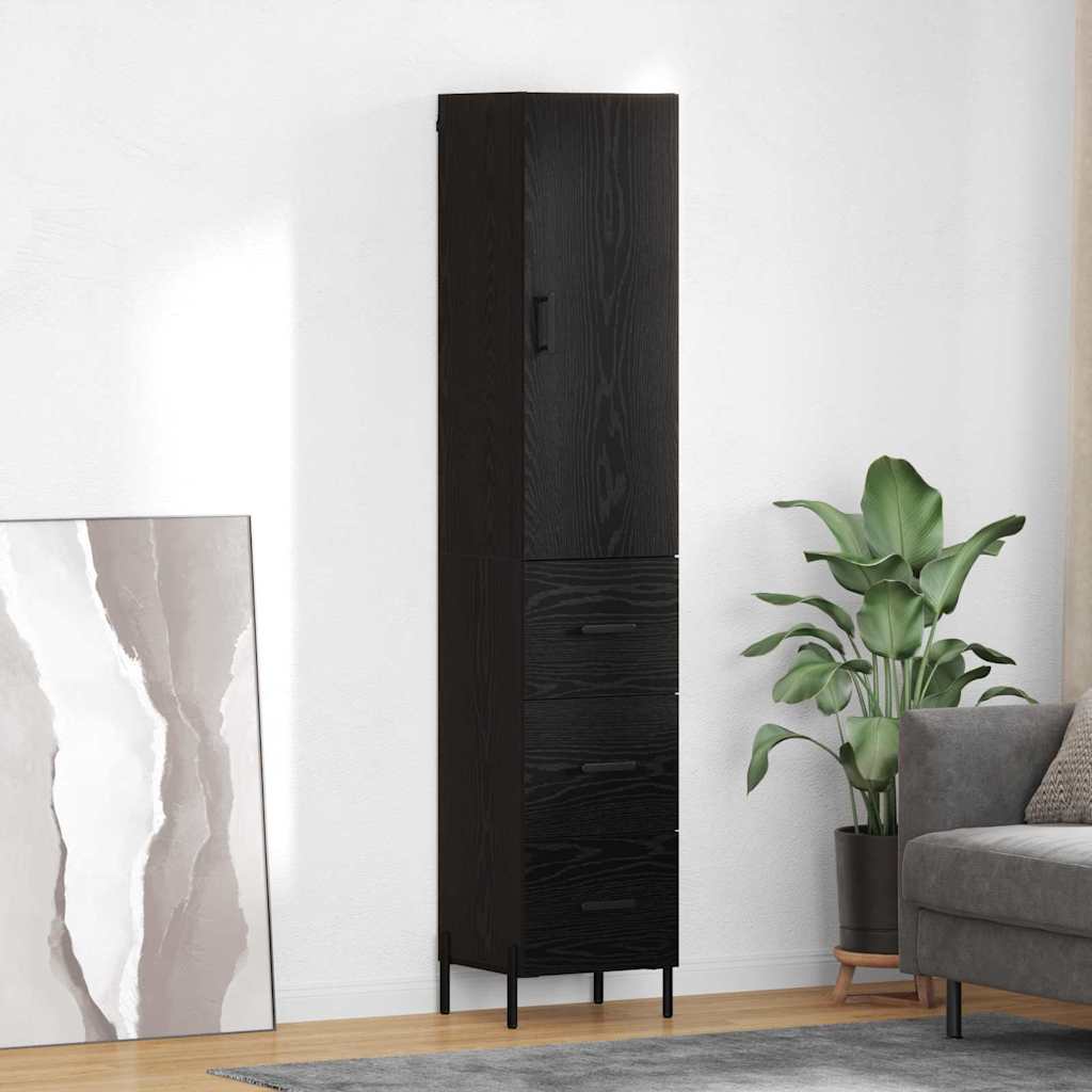 Highboard Schwarz Eichen-Optik 34,5 x 34 x 180 cm Holzwerkstoff