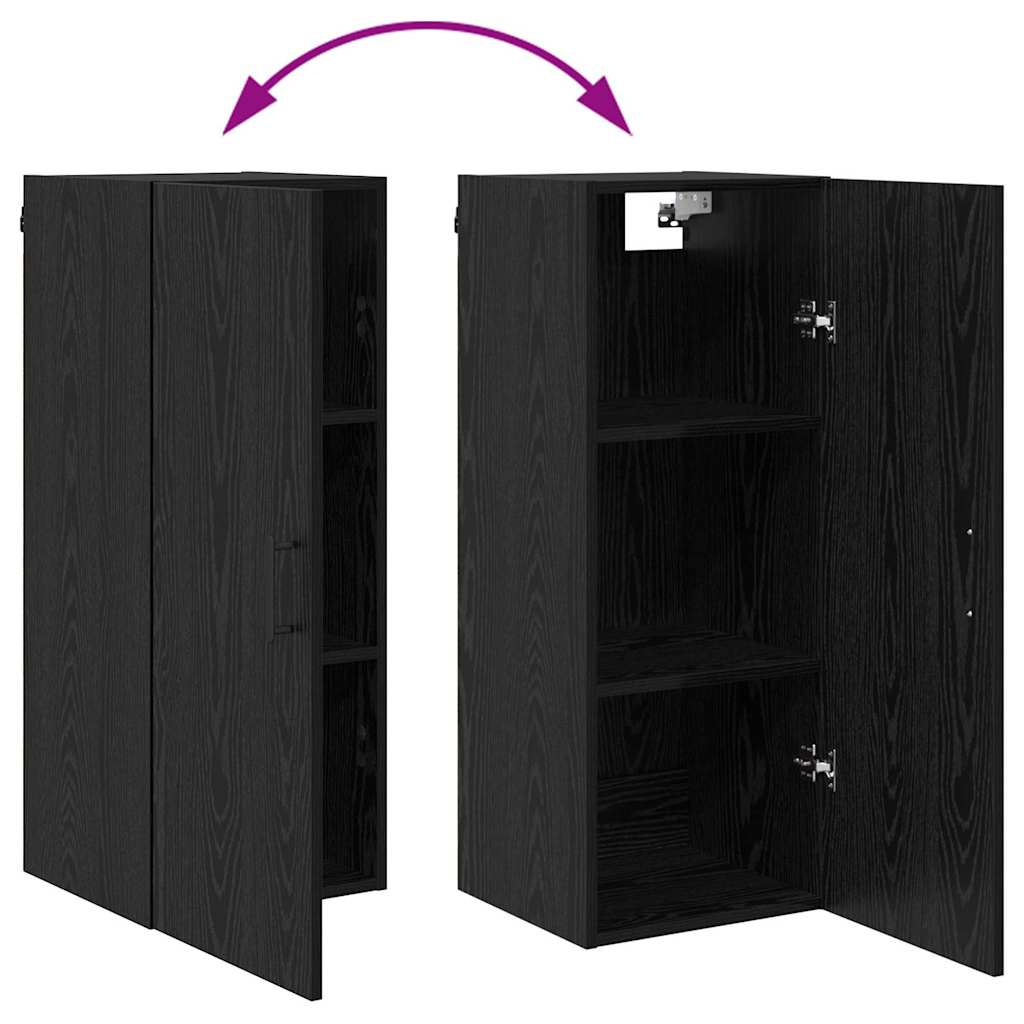 Highboard Schwarz Eichen-Optik 34,5 x 34 x 180 cm Holzwerkstoff