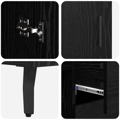 Highboard 2 stk. Schwarz Eichen-Optik 69,5 x 34 x 180 cm