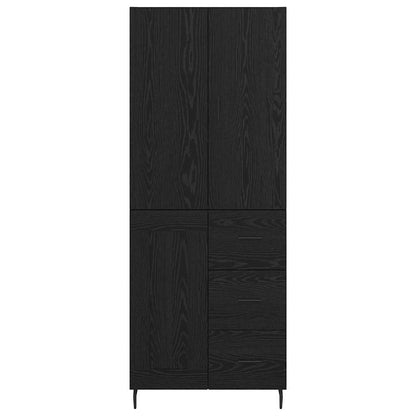 Highboard 2 stk. Schwarz Eichen-Optik 69,5 x 34 x 180 cm
