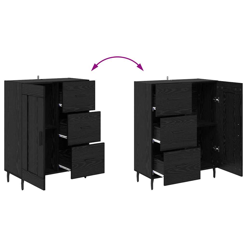 Highboard 2 pcs Schwarz Eichen-Optik Engineered Wood und Glas