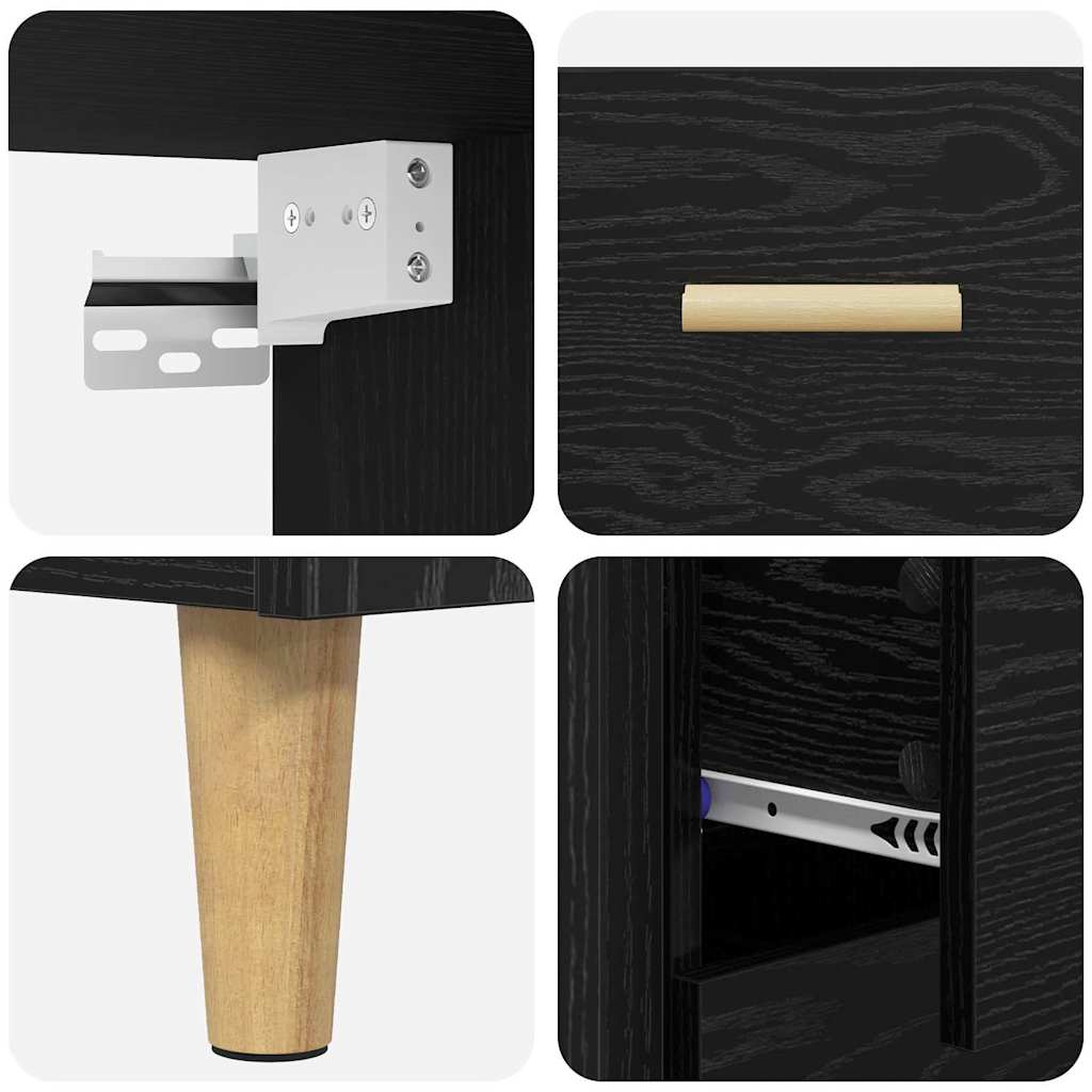 Highboard Schwarz Eichen-Optik 69,5 x 32,5 x 180 cm