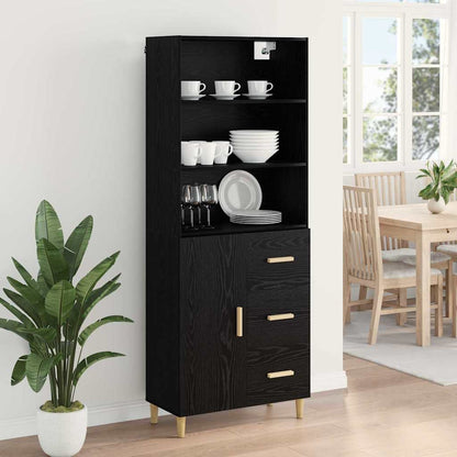 Highboard Schwarz Eichen-Optik 69,5 x 32,5 x 180 cm