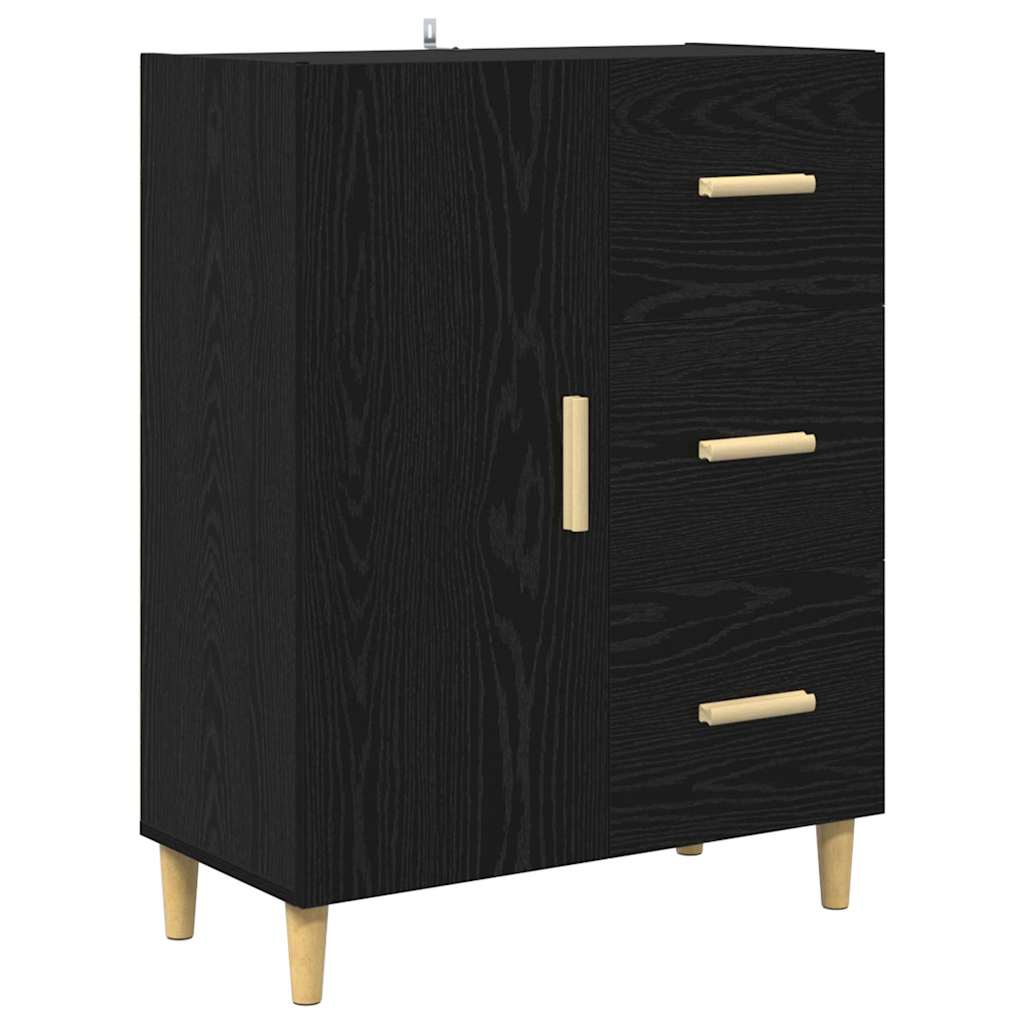 Highboard Schwarz Eichen-Optik 69,5 x 32,5 x 180 cm