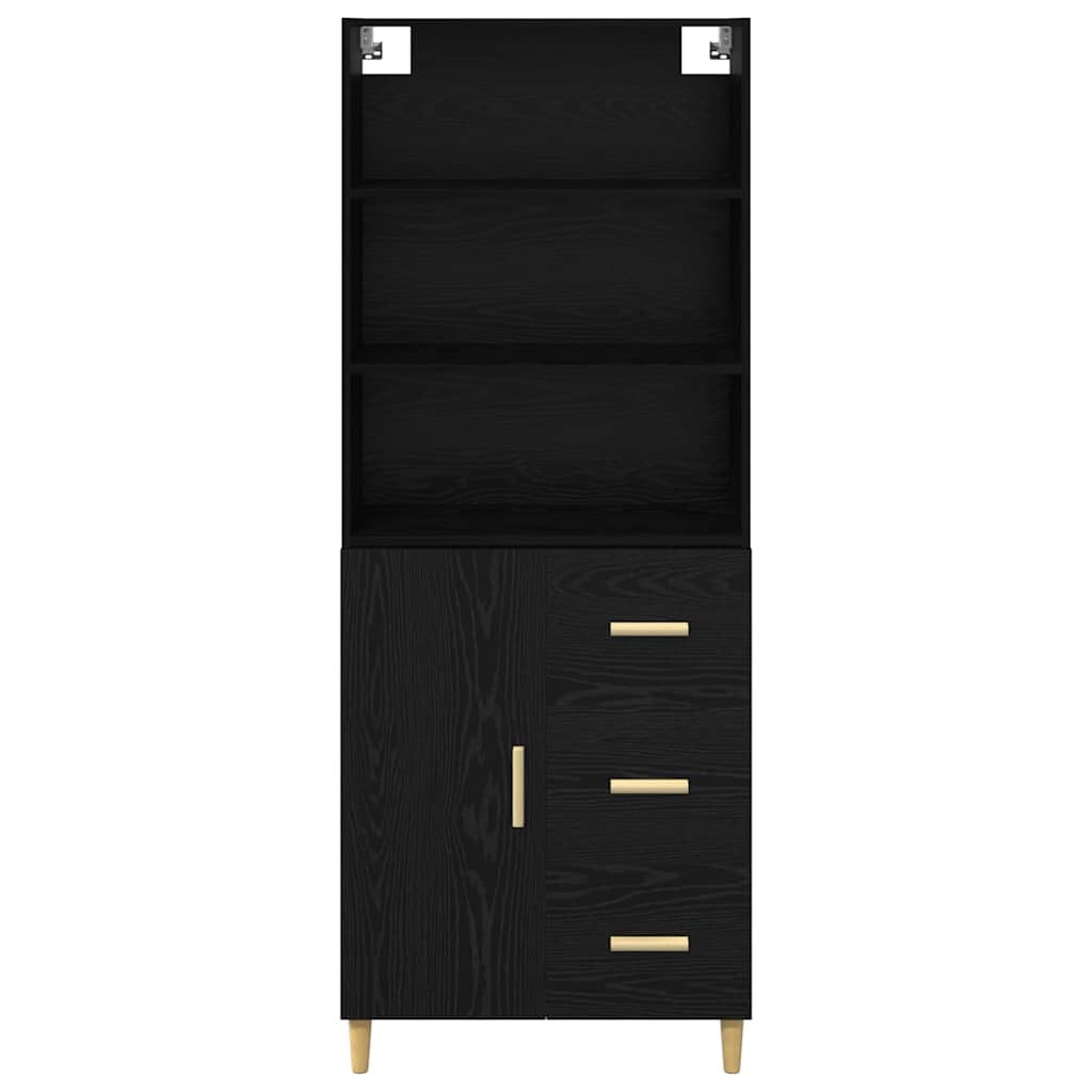Highboard Schwarz Eichen-Optik 69,5 x 32,5 x 180 cm