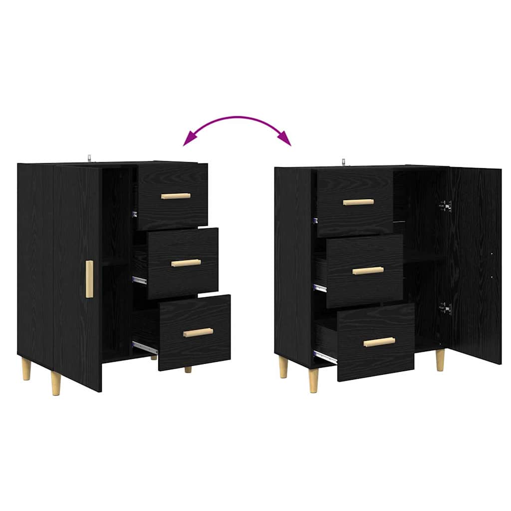 Highboard Schwarz Eichen-Optik 69,5 x 32,5 x 180 cm