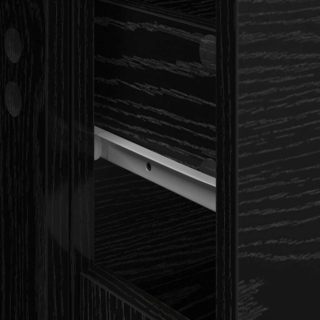 Sideboard 3 pcs Schwarz Eichen-Optik Holzwerkstoff