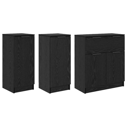 Sideboard 3 stk. Schwarz Eichen-Optik 69,5 x 34 x 180 cm
