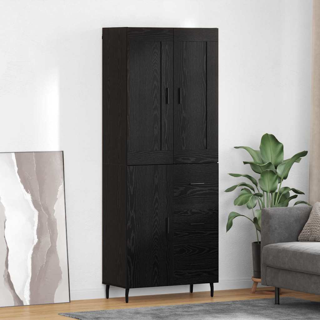 Highboard 2 stk. Schwarz Eichen-Optik 69,5 x 34 x 180 cm
