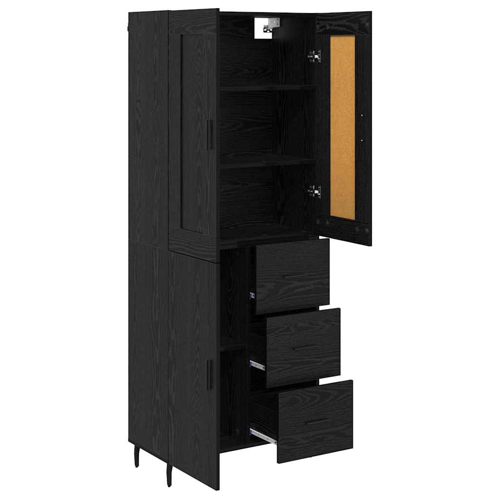 Highboard 2 stk. Schwarz Eichen-Optik 69,5 x 34 x 180 cm