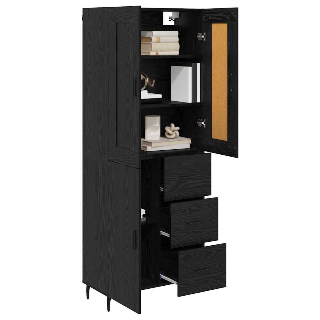Highboard 2 stk. Schwarz Eichen-Optik 69,5 x 34 x 180 cm