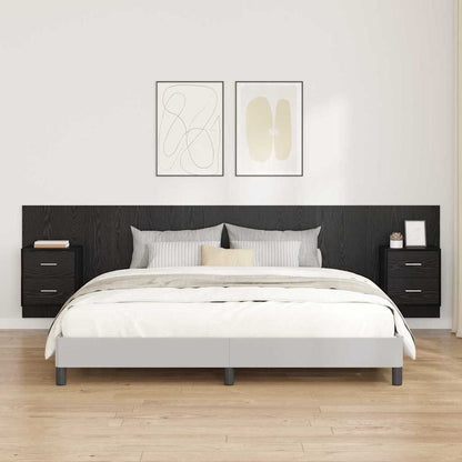 Kopfteil mit Schrank 3 stk. Schwarz Eichen-Optik Holzwerkstoff