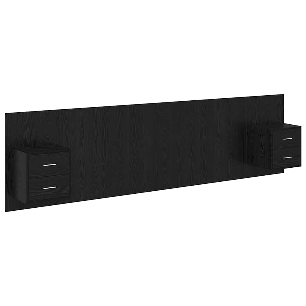 Kopfteil mit Schrank 3 stk. Schwarz Eichen-Optik Holzwerkstoff