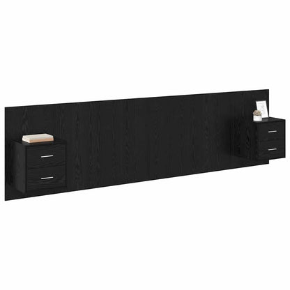Kopfteil mit Schrank 3 stk. Schwarz Eichen-Optik Holzwerkstoff