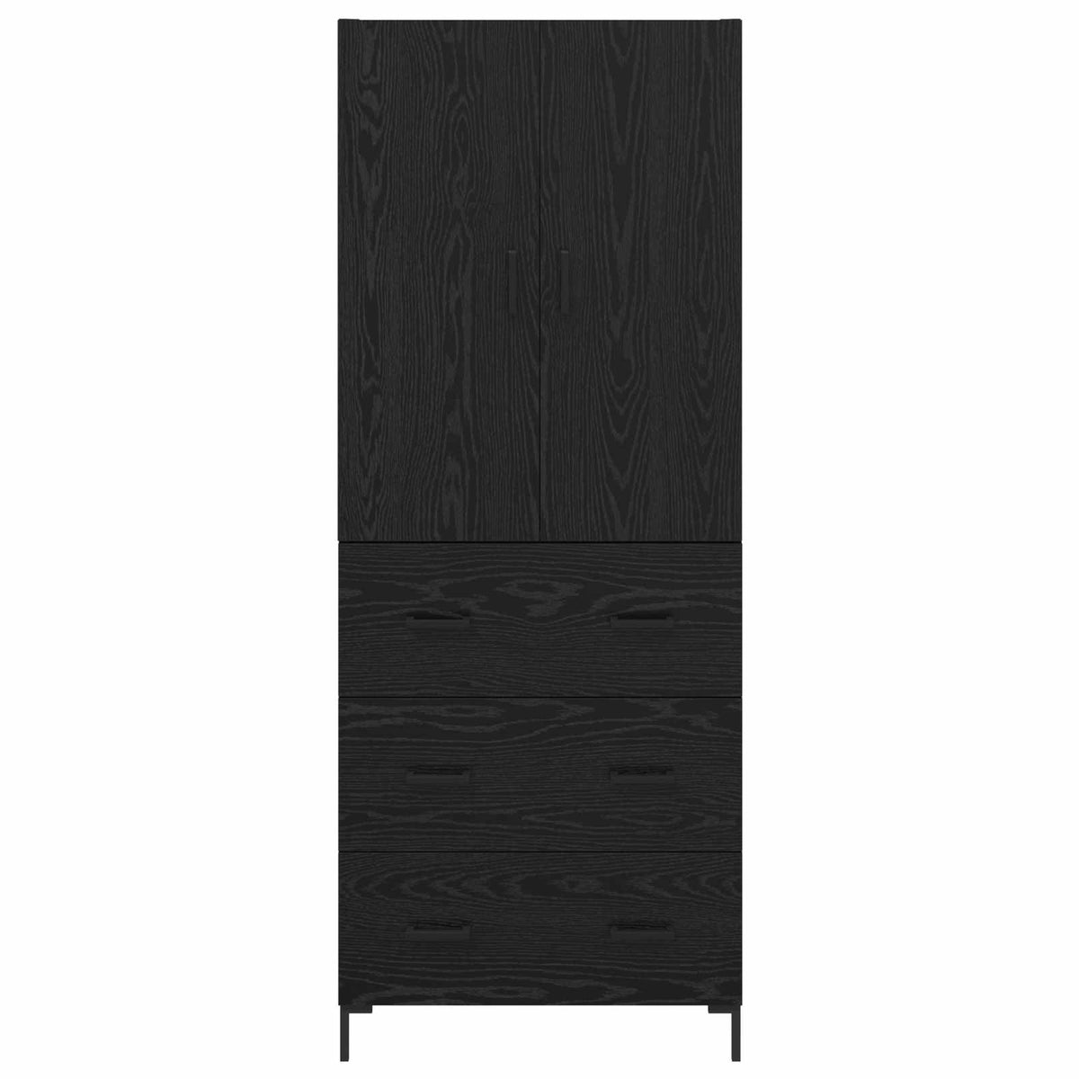 Highboard Schwarz Eichen-Optik 69,5 x 34 x 180 cm Holzwerkstoff