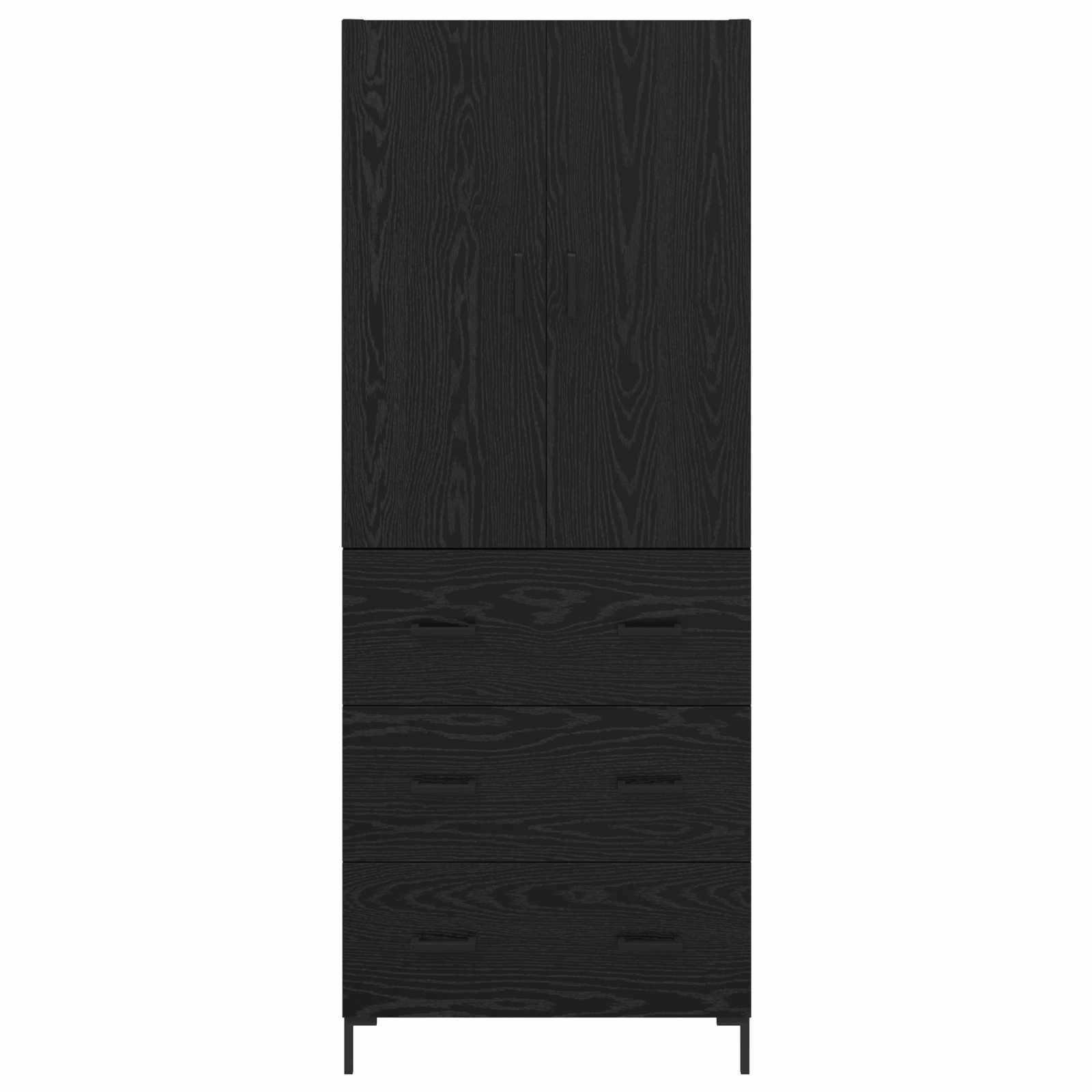 Highboard Schwarz Eichen-Optik 69,5 x 34 x 180 cm Holzwerkstoff