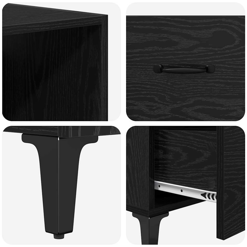 Highboard Schwarz Eichen-Optik 69,5 x 34 x 180 cm Holzwerkstoff
